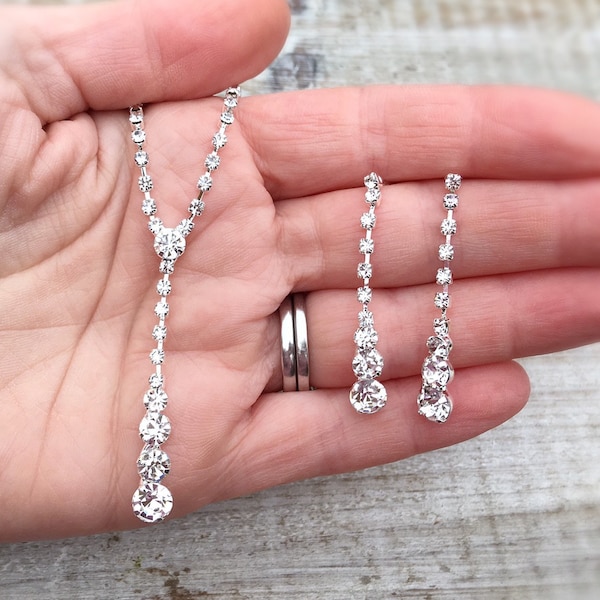 Bridal necklace and earring set, wedding necklace and earring set, bridal jewellery set, crystal jewelry set, wedding jewellery set