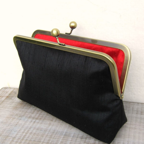 Zwarte avondtas, zwarte clutch, zwarte bruidskoppeling, zwarte zijden clutch, zwarte clutch portemonnee, zwarte bruiloft, zwarte prom clutch, Britse portemonnee