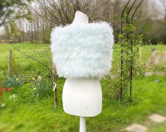 Something blue marabou ostrich feather shawl, peppermint bridal cover up, wedding stole, winter wedding, feather wrap, powder blue bolero