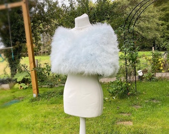 Something blue marabou ostrich feather shawl, powder blue bridal cover up, wedding stole, winter wedding, feather wrap, powder blue bolero