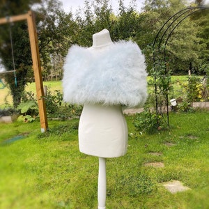 Something blue marabou ostrich feather shawl, powder blue bridal cover up, wedding stole, winter wedding, feather wrap, powder blue bolero