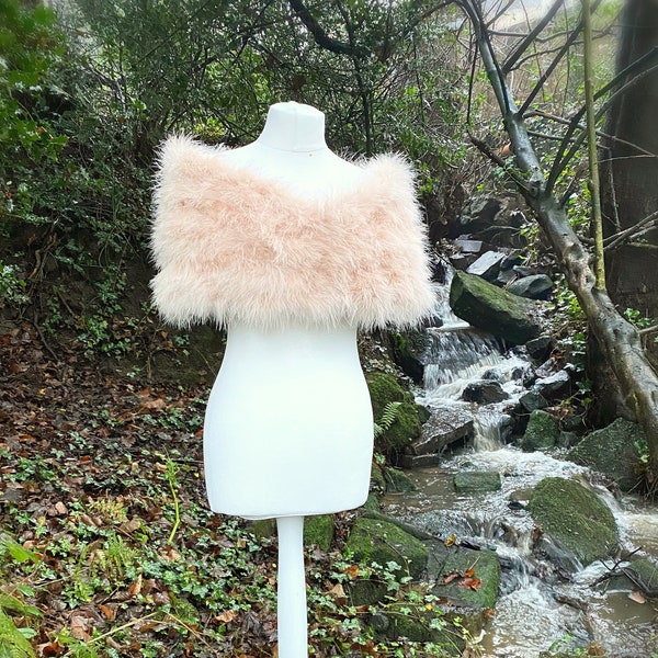 The Parisian Luxury Ostrich Vintage Feather Shrug Wrap - Vintage Pink