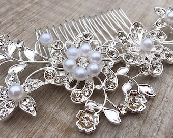 Bridal hair comb, pearl hair comb, great gatsby, wedding hair accessories, silver comb, bridal hair accessories, bridal hair piece