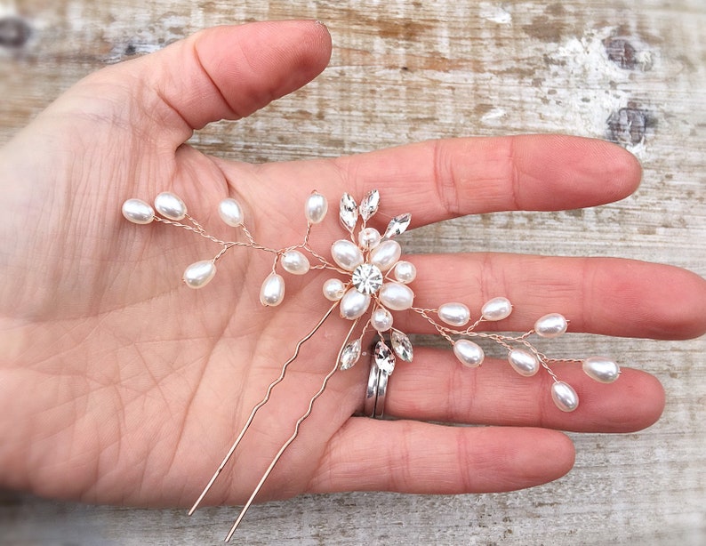 Rose Gold Bridal Hair Pins Bridal Hair Accessories Wedding Etsy