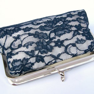 Lace bridal clutch bag, something blue navy wedding clutch, personalized bridesmaids clutch, evening clutch, clutch purse, custom clutch, uk image 3