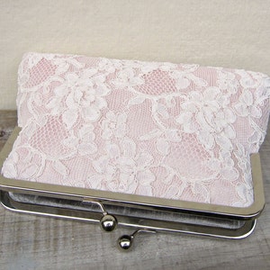 Blush clutch, blush bridal clutch, lace wedding clutch, blush bridesmaid clutch, pink lace purse, pink clutch, blush wedding, uk clutch image 3