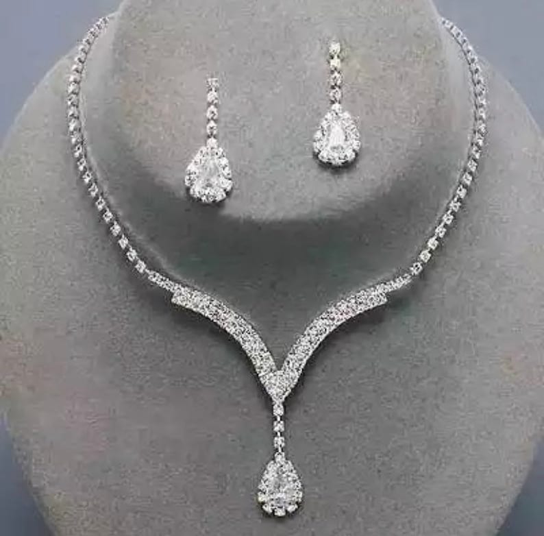 wedding jewellery set bridal jewellery set wedding necklace and earring set Bridal necklace and earring set crystal jewelry set