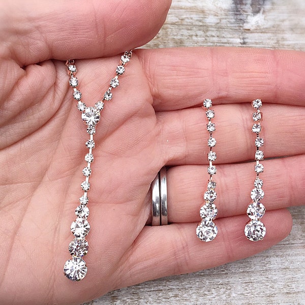 Rose gold bridal necklace and earring set, wedding necklace and earring set, bridal jewellery set, crystal jewelry set, wedding jewellery