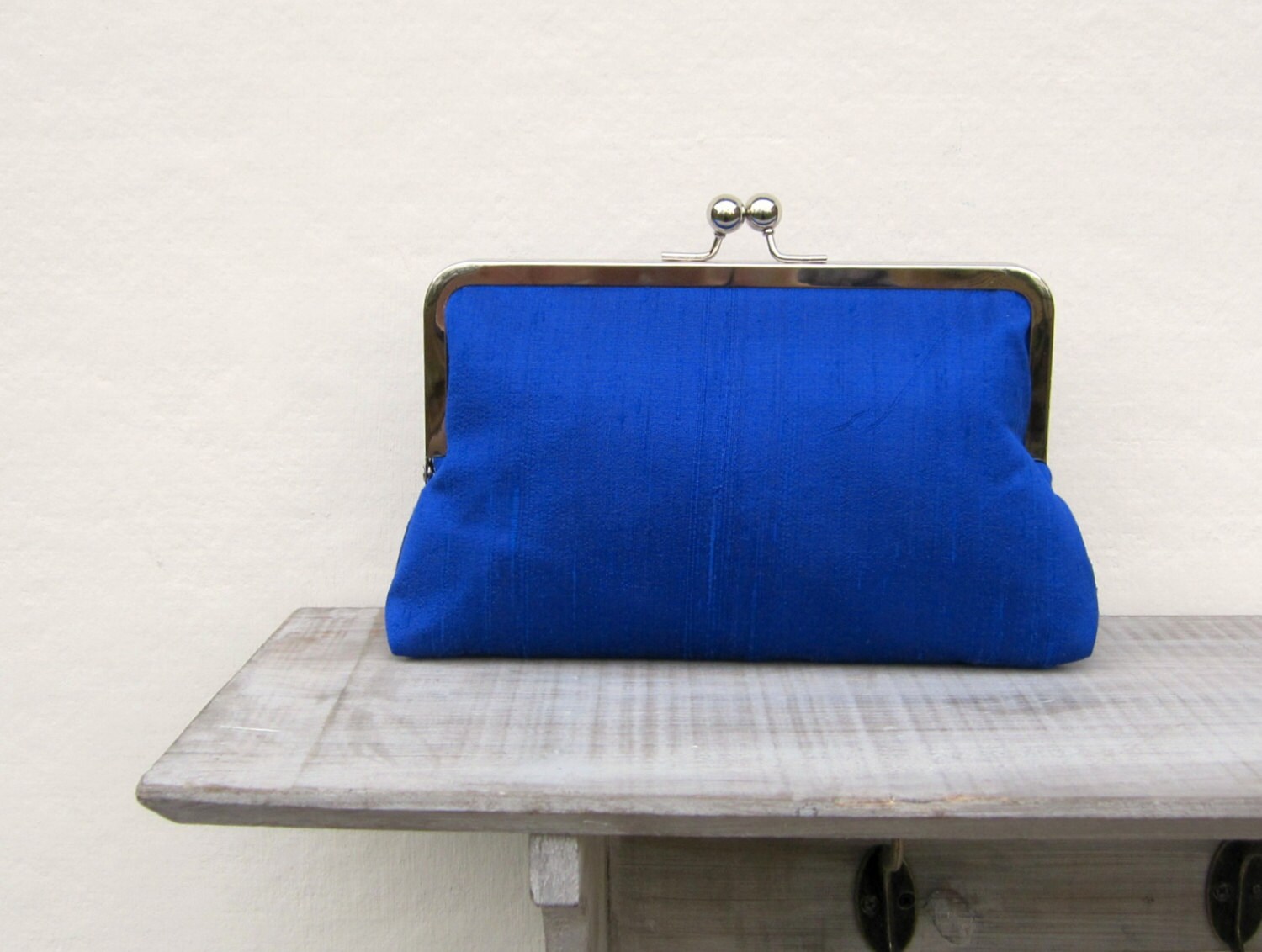 Angelica Cobalt Blue Leather Clutch Bag