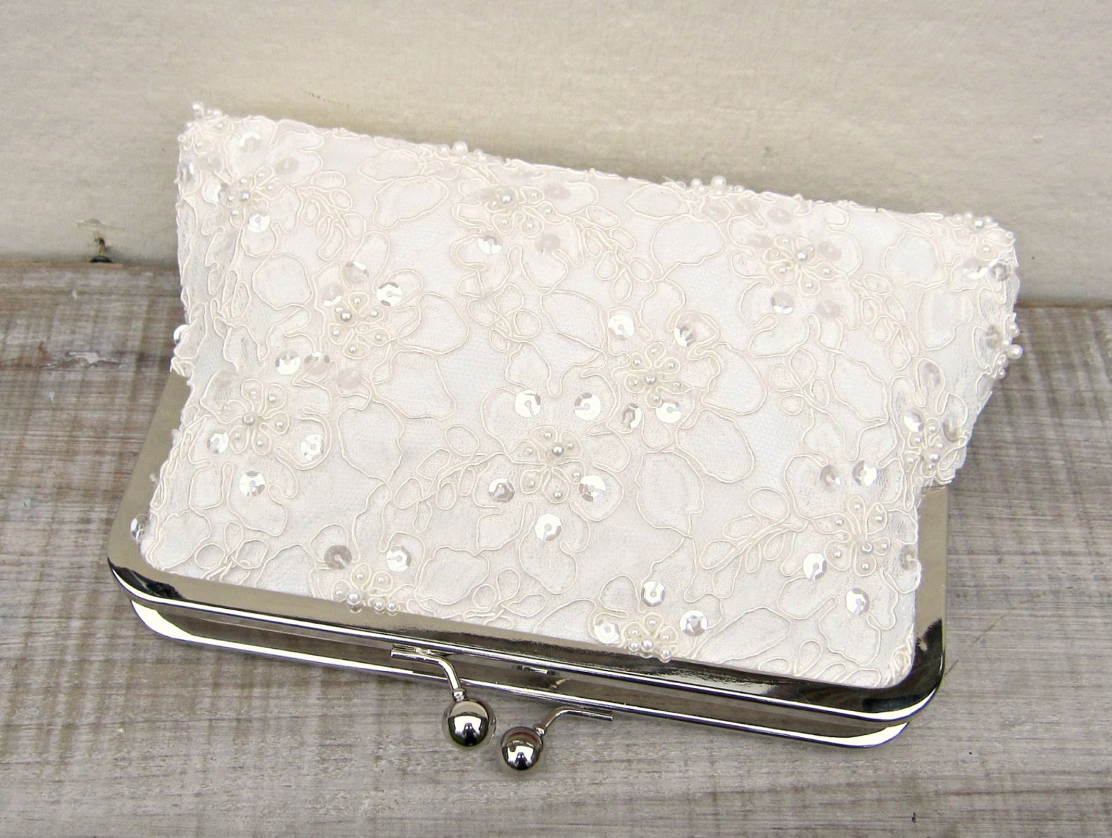Lace Bridal Clutch Bag Ivory Pearl and Sequin Wedding Clutch Etsy UK