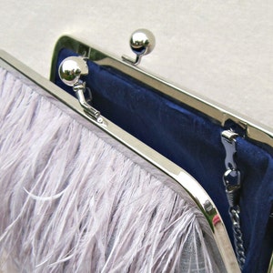 Ostrich feather clutch, silver bridal clutch, grey wedding purse, great gatsby, silver wedding, grey bridesmaid clutch, 1920s wedding, uk image 3