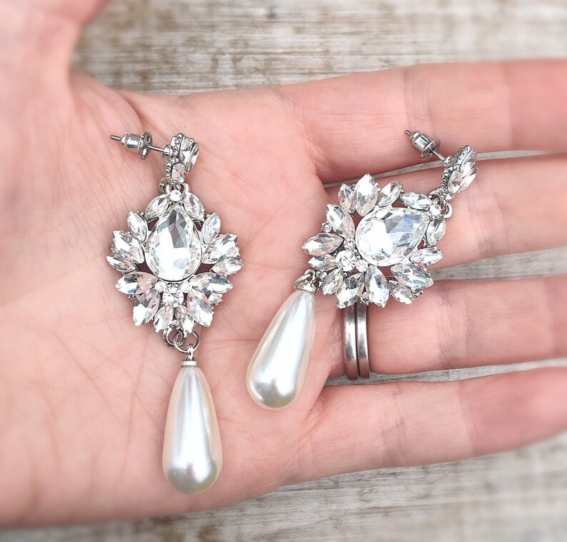 Large Bridal Chandelier Earrings Drop Wedding Earrings Etsy Ireland