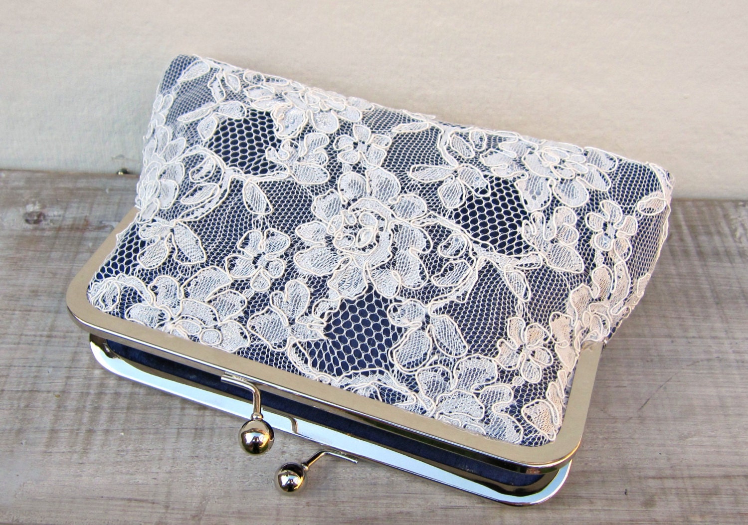 Navy Clutch Navy Bridal Clutch Bag Navy Wedding Clutch Lace Etsy