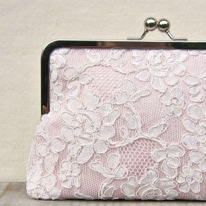 Blush clutch, blush bridal clutch, lace wedding clutch, blush bridesmaid clutch, pink lace purse, pink clutch, blush wedding, uk clutch image 2