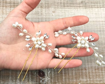 Bridal hair pins, bridal hair accessories, wedding hair accessories, wedding hair pins, rhinestone and pearl hair pins, bridal hair clip