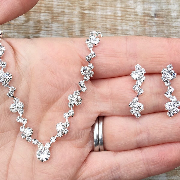 Bridal necklace and earring set, wedding necklace and earring set, bridal jewellery set, crystal jewelry set, wedding jewellery set