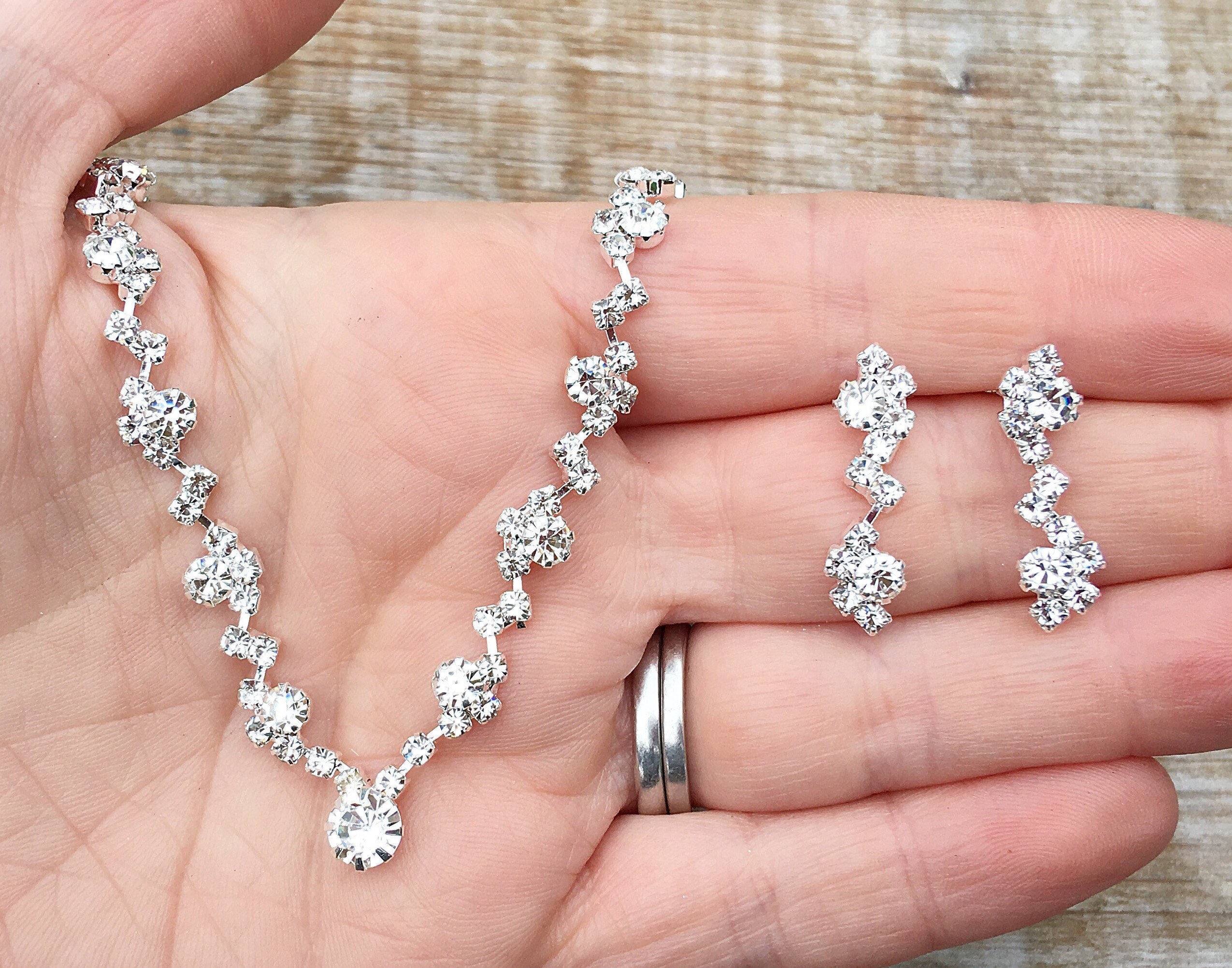 Bridal necklace and earring set, wedding necklace and earring set, br…