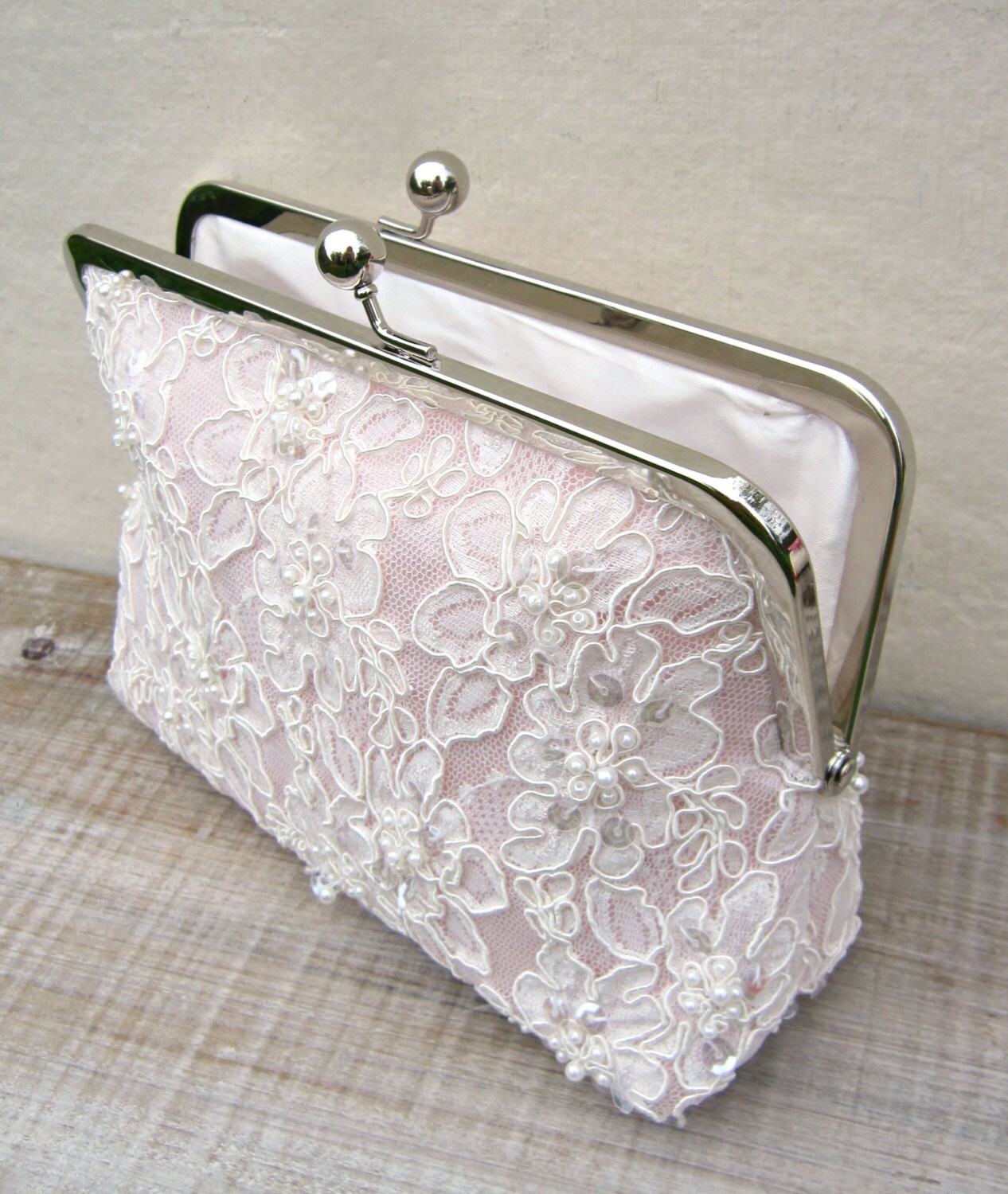 Blush Clutch Lace Bridal Clutch Pink Purse Pearl Clutch - Etsy