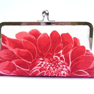 Bridal clutch bag, wedding clutch, bridesmaid clutch, red floral evening clutch, clutch purse, bridal purse, wedding accessory image 1