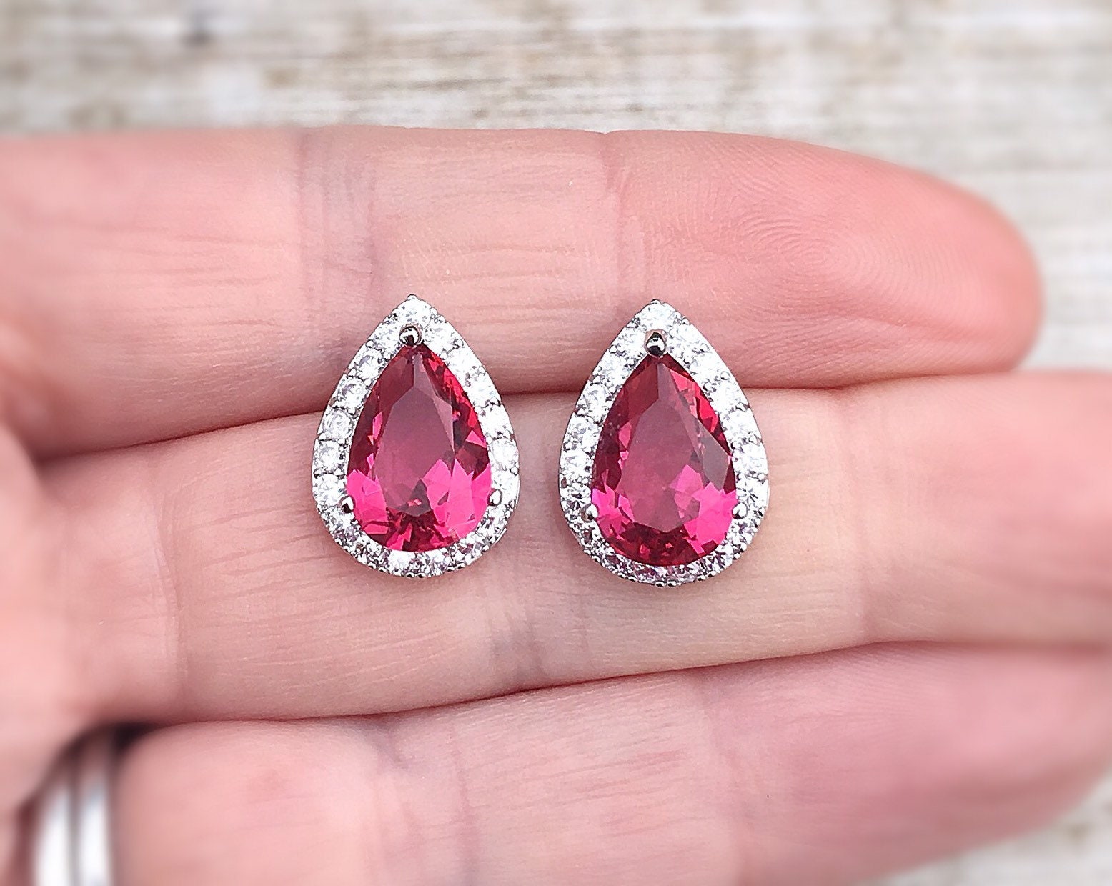 Fuchsia pink bridal jewellery set necklace and earring set Etsy