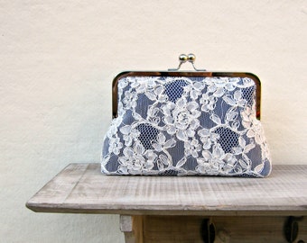 Navy clutch, navy bridal clutch bag, navy wedding clutch, lace clutch, navy bridesmaid clutch, navy clutch purse, clutch uk, uk seller