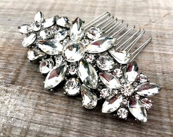 wedding hair accessories, bridal hair comb, bridal hair accessories, bridal hair piece, silver comb, rhinestone hair comb,  bridal hair clip