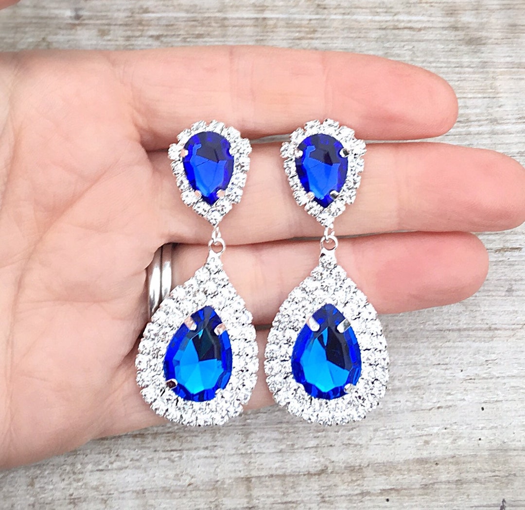 Fashion Blue Big Stone Water Drop Earrings&Necklace Jewelry Set - China  Fashion Jewelry and Necklace and Earrings Sets price | Made-in-China.com