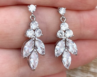 Bridal earrings, crystal drop earrings, wedding earrings, wedding jewellery, bridesmaid earrings, bridesmaid gift, zirconia drop earrings