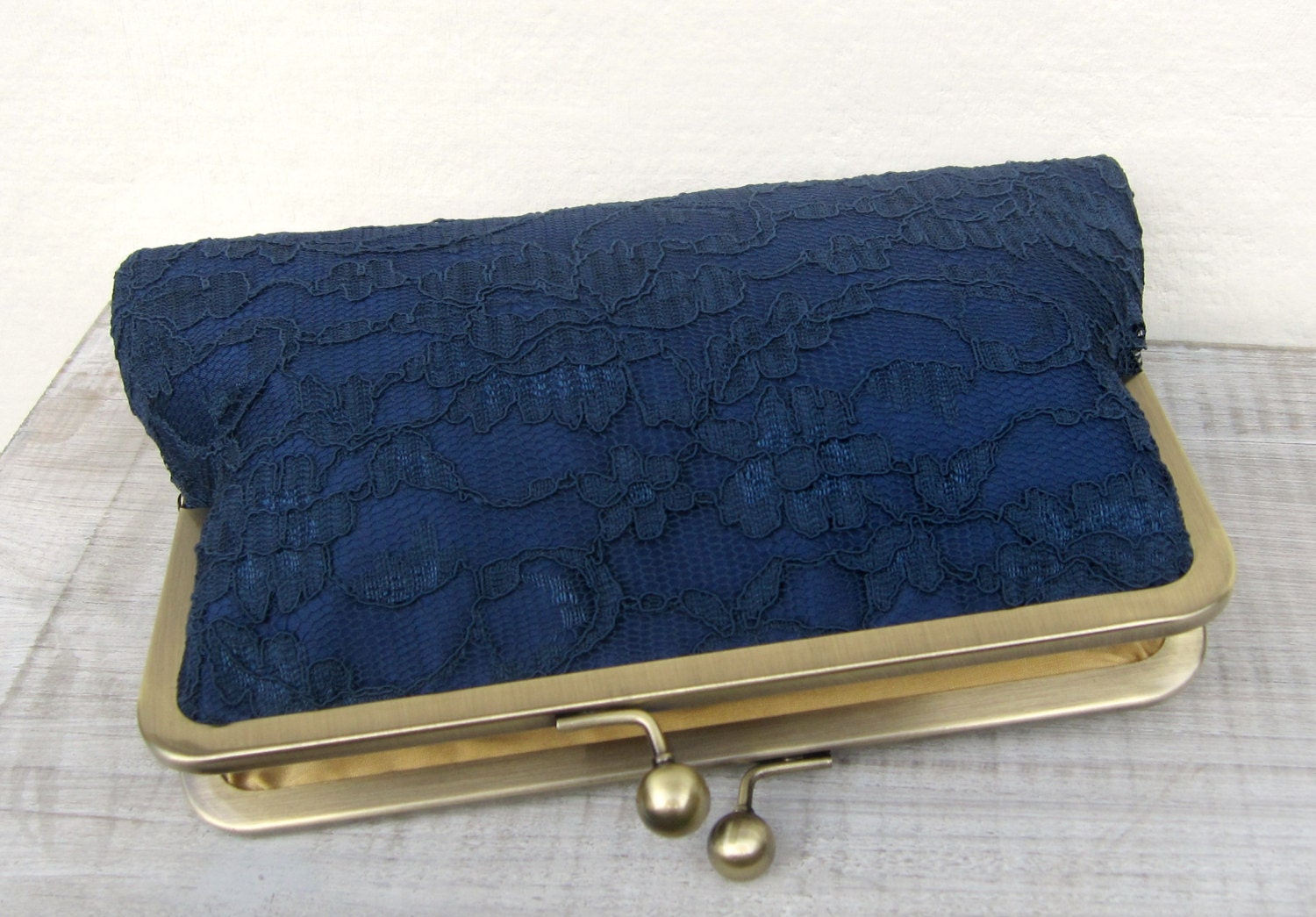 Lace navy bridal clutch bag something blue navy wedding Etsy