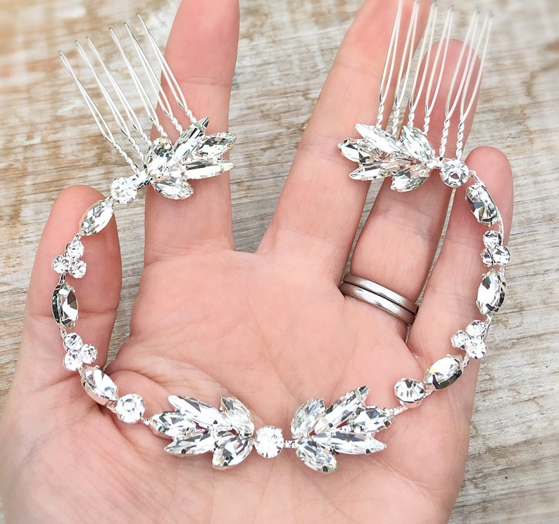 bridal hair band silver hair piece silver bridal headband wedding headpiece hair comb Bridal hair accessories bridal headpiece
