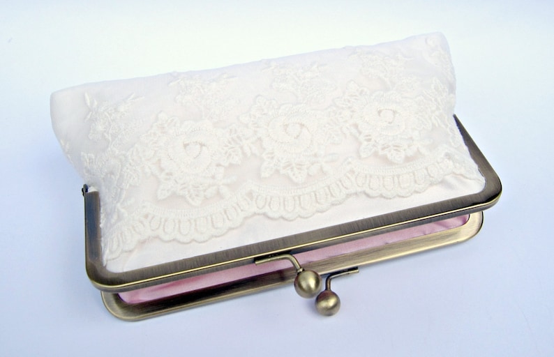 Lace Bridal Clutch Bag Ivory Wedding Clutch Scalloped White Etsy UK