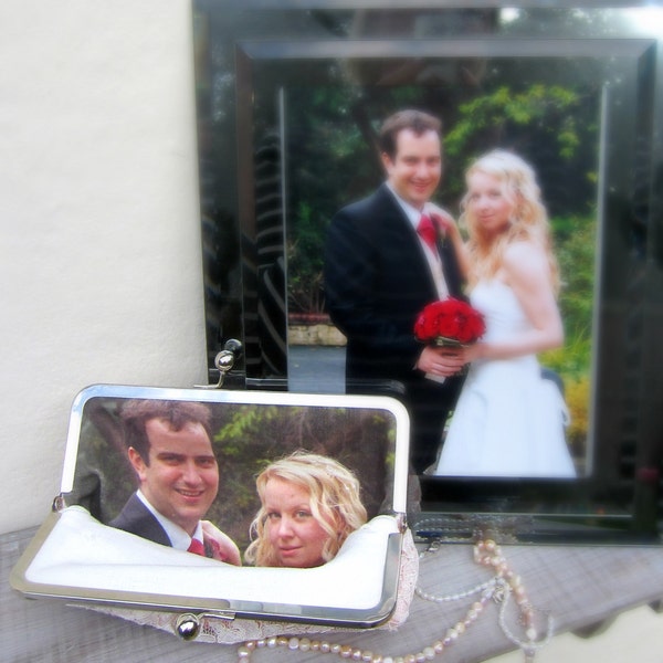 Personalized Constance Handcrafted wedding photo clutch, personalized bridal clutch bag, personalized bridesmaid gift, photo lining only