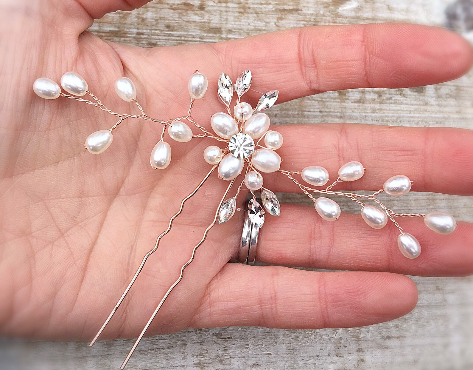 Rose Gold Bridal Hair Pins Bridal Hair Accessories Wedding Etsy