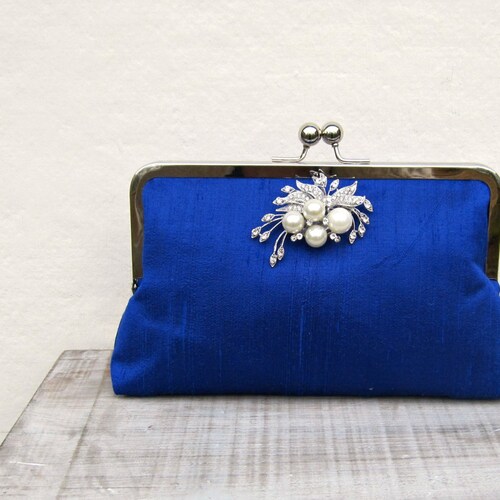 Royal Blue Clutch Bag Royal Blue and Pearl Bridal Clutch Etsy