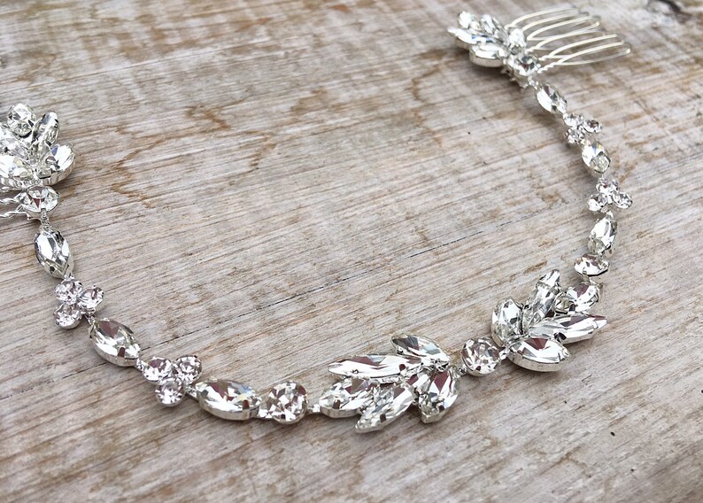 bridal hair band silver hair piece silver bridal headband wedding headpiece hair comb Bridal hair accessories bridal headpiece