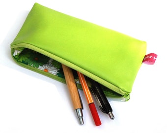 Pen bag light green faux leather