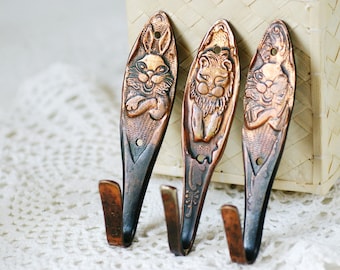 Vintage Kupfer Tier Wandhaken: Kinderzimmer Dekor