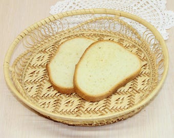 Handgewebter Korb Brot Teller: Vintage Stroh Tisch Dekor