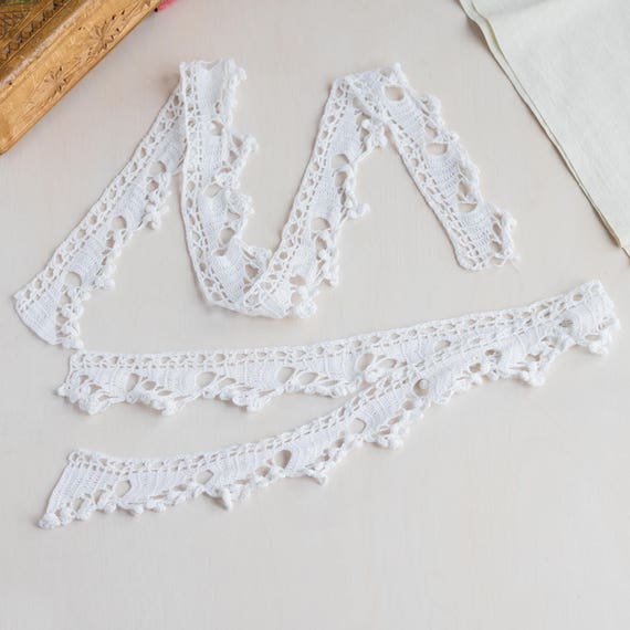 Vintage blanc en en en dentelle, ruban trim, crocheté à la main, 6 cm 2.4'' large, bord triangle, deux pièces, hors ourlet blanc, bricolage polyvalent, avec des boutons 1d15c7 Vintage blanc en en en dentelle, ruban trim, crocheté à la main, 6 cm 2.4'' large, bord triangle, deux pièces, hors ourlet blanc, bricolage polyvalent, avec des boutons 1d15c7