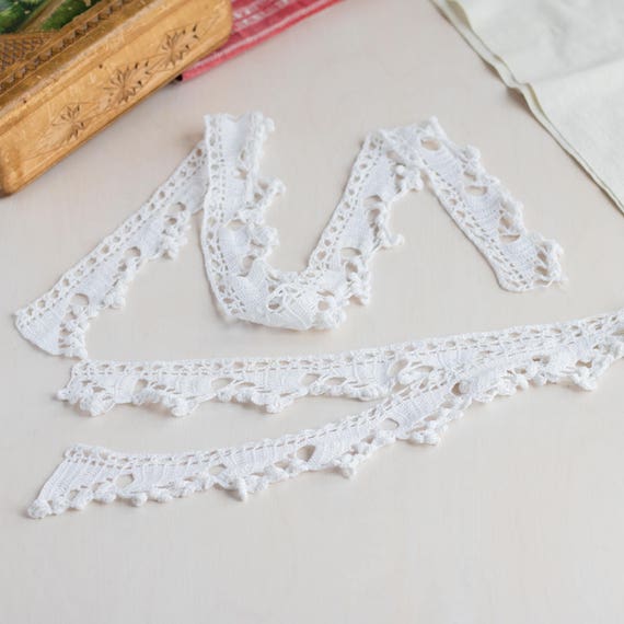 Vintage blanc en en en dentelle, ruban trim, crocheté à la main, 6 cm 2.4'' large, bord triangle, deux pièces, hors ourlet blanc, bricolage polyvalent, avec des boutons 1d15c7 Vintage blanc en en en dentelle, ruban trim, crocheté à la main, 6 cm 2.4'' large, bord triangle, deux pièces, hors ourlet blanc, bricolage polyvalent, avec des boutons 1d15c7
