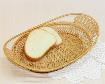 Handgewebter Korb Brot Teller: Vintage Stroh Tischdekoration (30 cm)