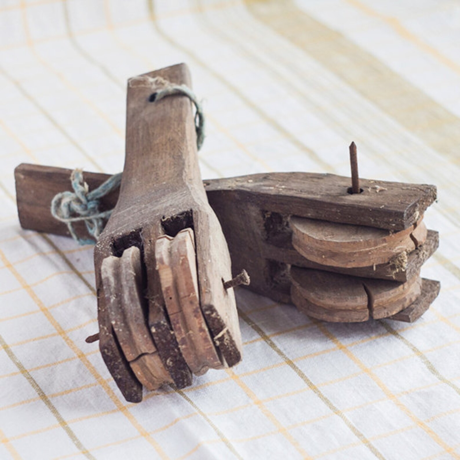 Houten katrollen set  van twee blokkeren pakken oude Etsy