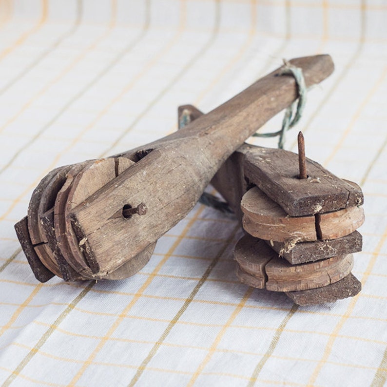 Houten katrollen set  van twee blokkeren pakken oude Etsy