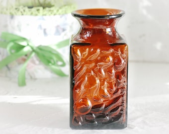 Vintage Braunglas Vase, Braun Glas Blumenvase, Sammler Flasche, Vintage Wohndekor, antike Glasflasche