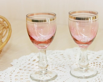 Retro Pastell Pink Schnapsgläser - 1970er Jahre USSR Barware - 2er-Set