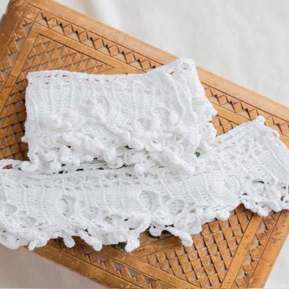 Vintage blanc en en en dentelle, ruban trim, crocheté à la main, 6 cm 2.4'' large, bord triangle, deux pièces, hors ourlet blanc, bricolage polyvalent, avec des boutons 1d15c7 Vintage blanc en en en dentelle, ruban trim, crocheté à la main, 6 cm 2.4'' large, bord triangle, deux pièces, hors ourlet blanc, bricolage polyvalent, avec des boutons 1d15c7