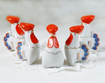 Vintage Salzstreuer, Pfefferstreuer, Hähne für Gewürze, Vintage Wohndekor, Porzellangedeck, Küchenutensil, Tischdeko