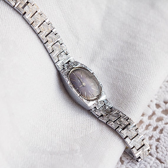 Vintage Luch Silver Watch: Blue Enamel Oval Dial, 1970s USSR