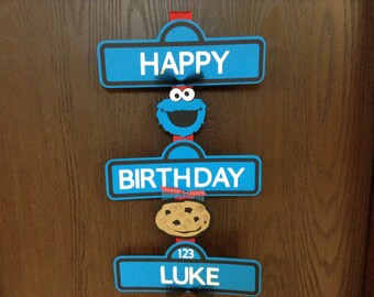 Cookie Monster Sesame Street Birthday Sign