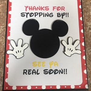 party decorations, sign for Disney birthday party, Thanks for stopping By!! See ya Real Soon, party sign, disney door hanger